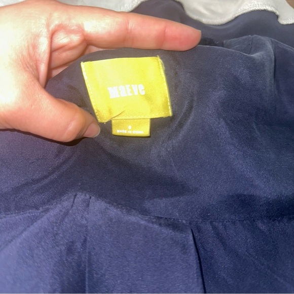 Maeve Anthropologie Istmo Navy Blue Silk Tunic Sz6 - Picture 5 of 6